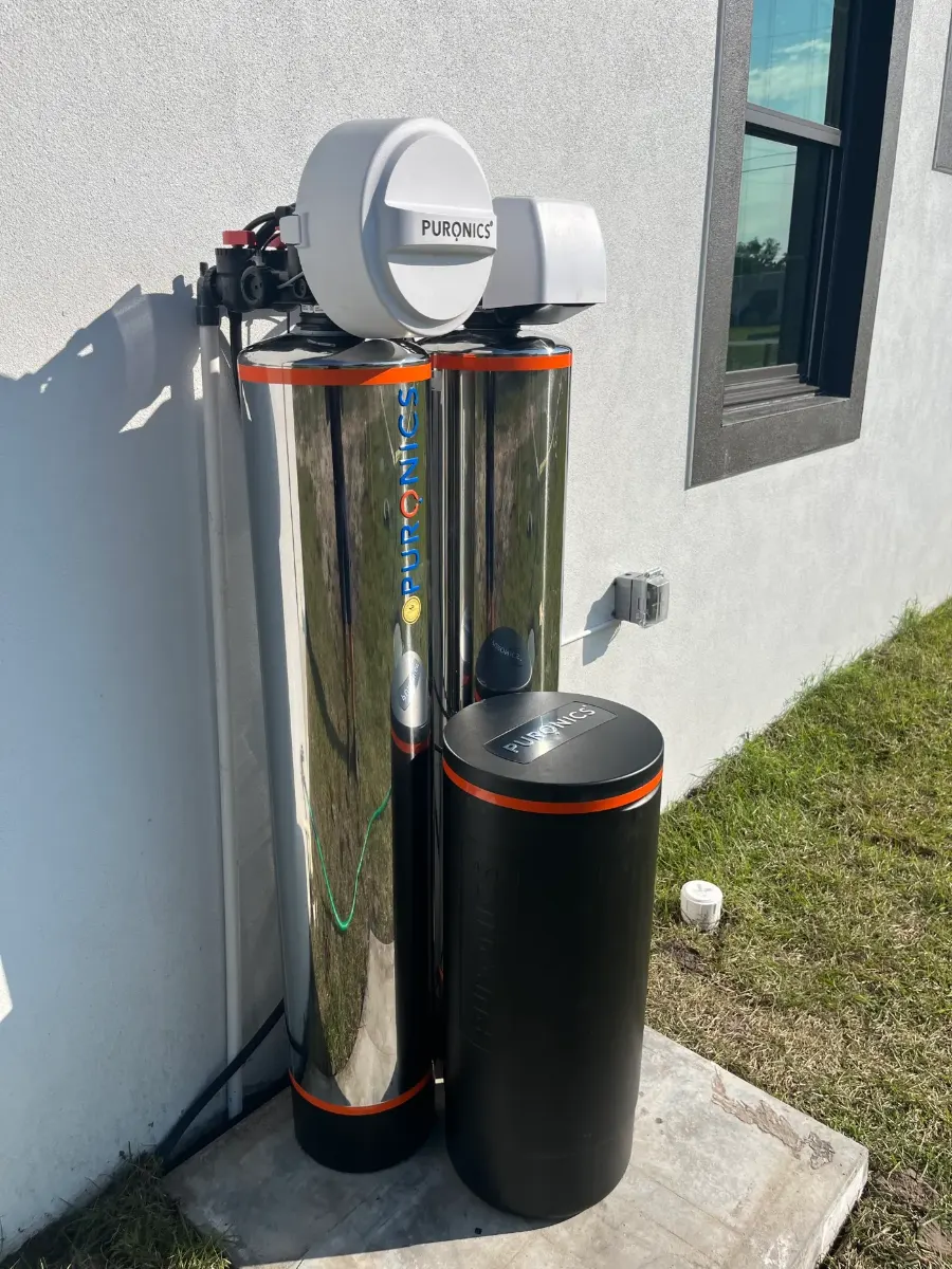 Whole-home water filtration tank installed at a Suncoast home